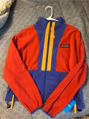 NWT Columbia Colorblock Fleece Jacket - Red, Purple, Yellow SMALL